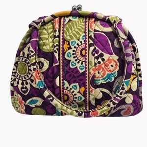 Vera Bradley Floral Quilted Double Handle Kiss Lock Purse 13"x10"x4" Colorful